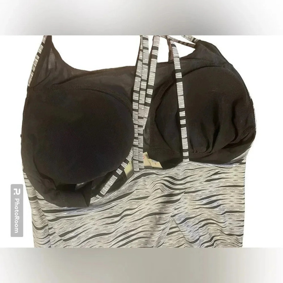 Athleta Womens Racerback Ariel Venice Stripe Swim Dress Sz S Black White - Picture 5 of 10
